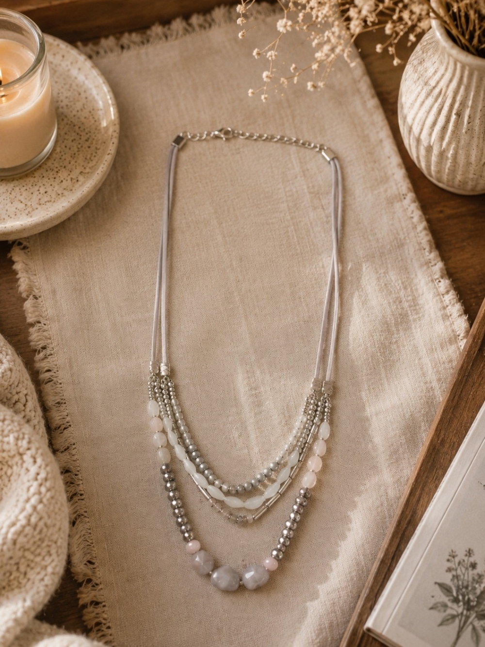 Layered Multi-Strand Necklace, Neutral